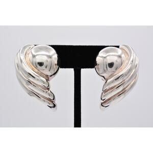 Bat Ami Vintage Clip Earrings 925 Sterling Silver 22.52 Grams Chunky Signed BinQ